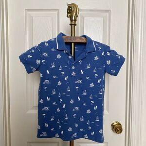 Little Me Toddler Boy Blue White Beach Polo Shirt